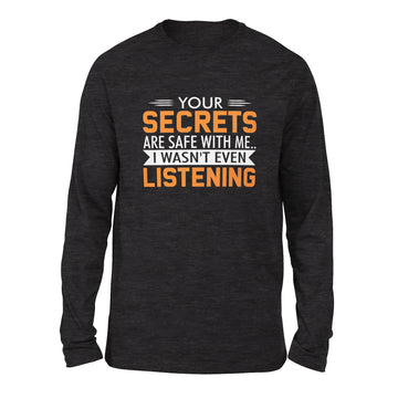 Your Secrets Are Safe With Me Men/Unisex Drop Shoulder Sweatshirt in Dark Grey Heather color